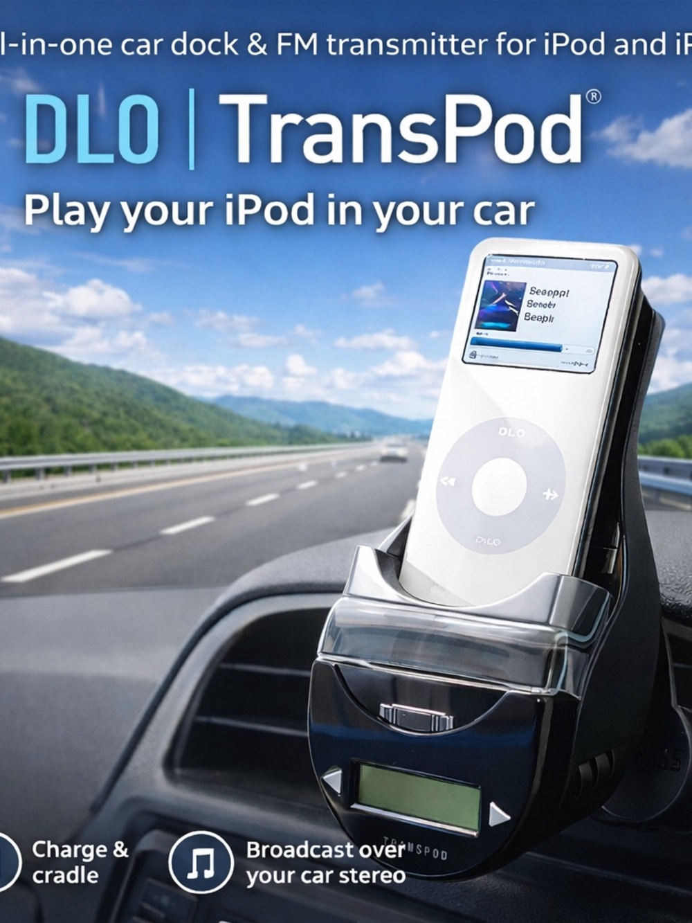 DLO TransPod Car Dock & FM Transmitter - Black with my Cradle